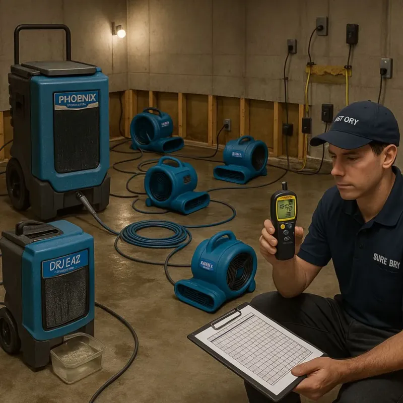 Structural Drying and Dehumidification process in Crainville, IL